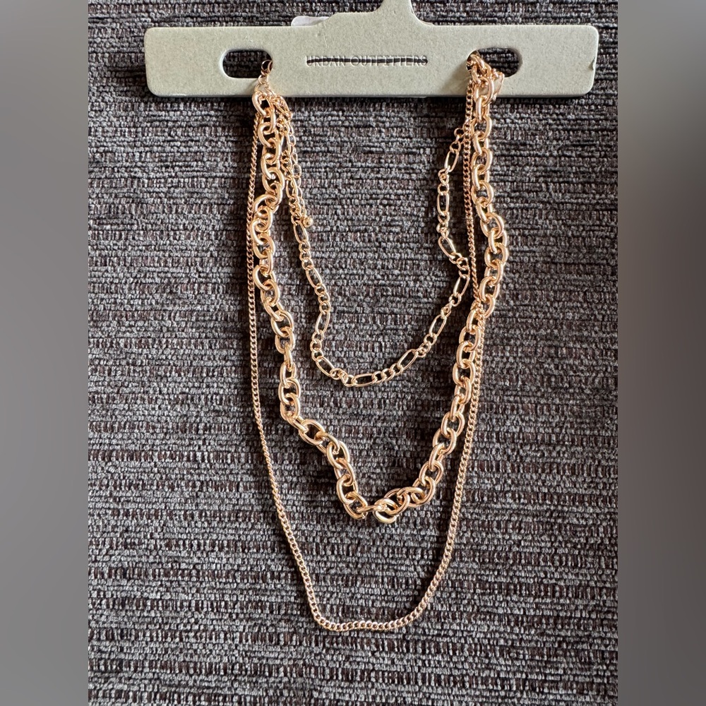 New Urban Outfitters Chain Layering Layered Necklaces Gold Fashion Jewelry